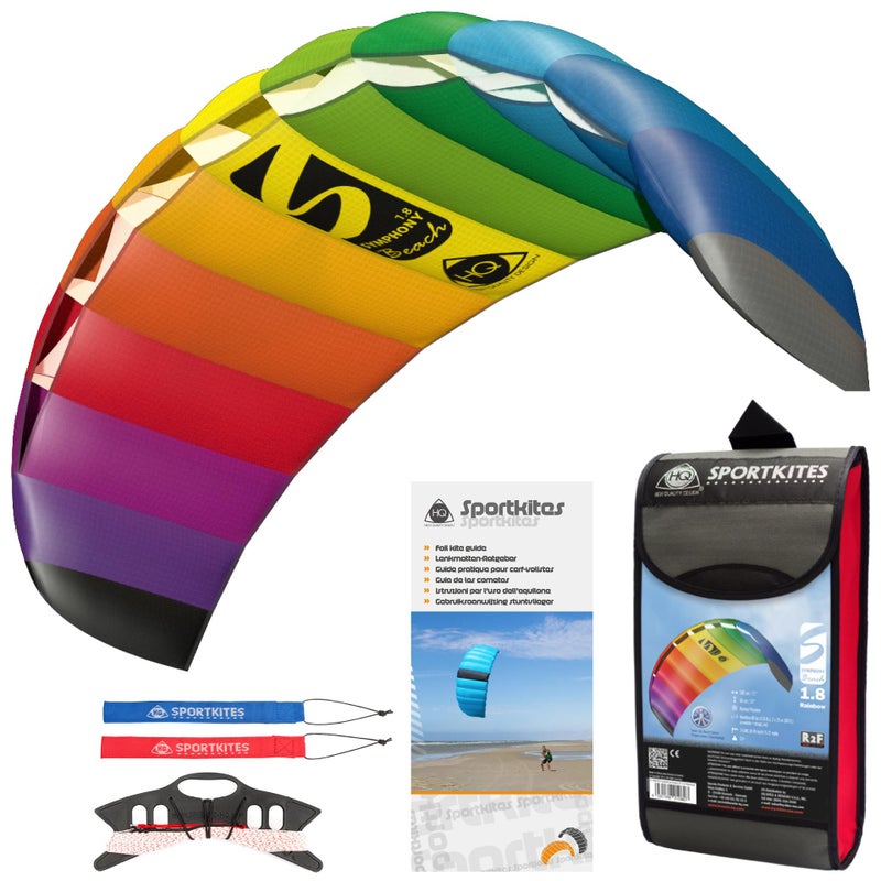 HQ Symphony Beach III 1.8 Stunt Kite, Aqua, Dual Line Foil Sport Kite - Image 1